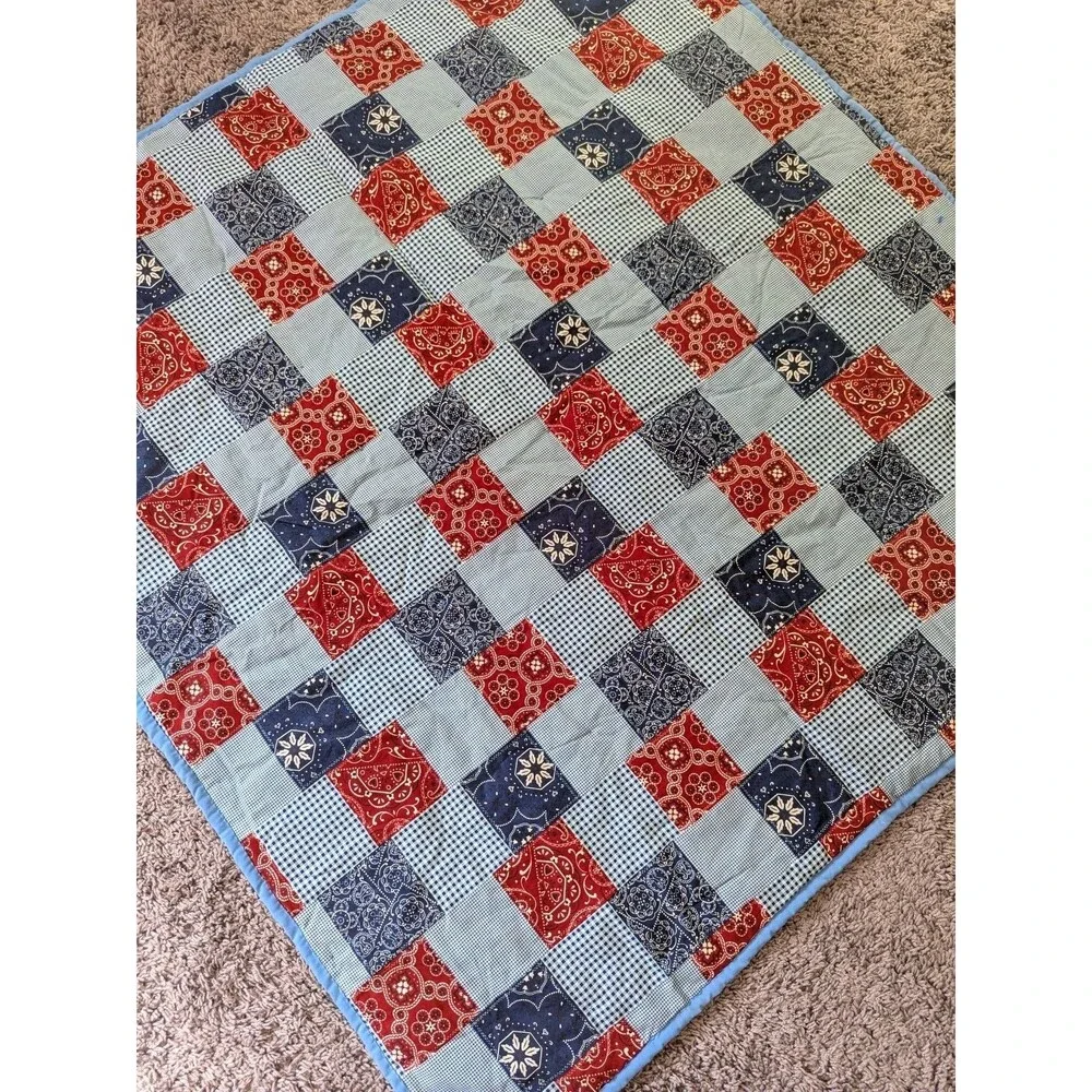 Handmade Farmall Tractor Farm Boy Fabric Quilt Blanket What Happens On My Red IH